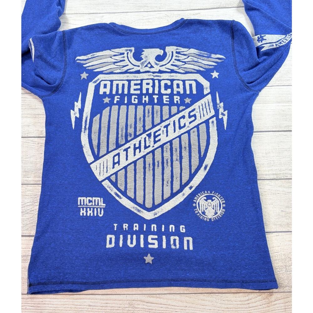 American Fighter Mens Graphic Crew Neck Thermal Long Sleeve Shirt Blue Size M - Picture 7 of 7